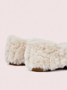 CUCCOO DOLLMOD 女士方头一脚蹬拖鞋，时尚舒适温暖室内家居毛绒鞋，米色情人节 - 杏色 - 查看 4