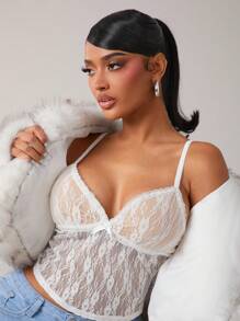 SHEIN SXY Pure White Fur Collar Thickened Bread Jacket