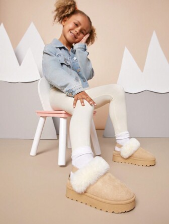 Mini mi Bestseller Kids' Cream Scuff Platform Slippers With Backstrap -Super Comfy, Funky Retro Style For Outdoor & Indoor