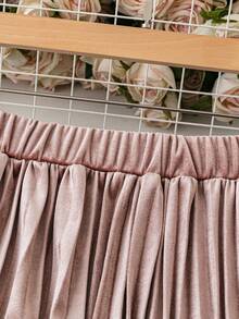 Váy xếp ly màu hồng sen cho nữ, phong cách Hàn Quốc sang trọng và đa năng để mặc hàng ngày - Bụi hồng - Xem 4