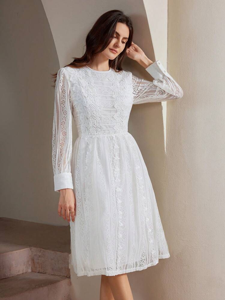 Elegant French Rose Lace Women's Evening Dress Maxi Women Outfit