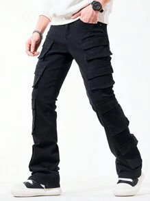 Chillumni Men's Utility Pocket Skinny Fit Denim Jeggings - Black - View 3