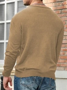 Manfinity Homme 大码男士纯色圆领长袖休闲毛衣，秋冬