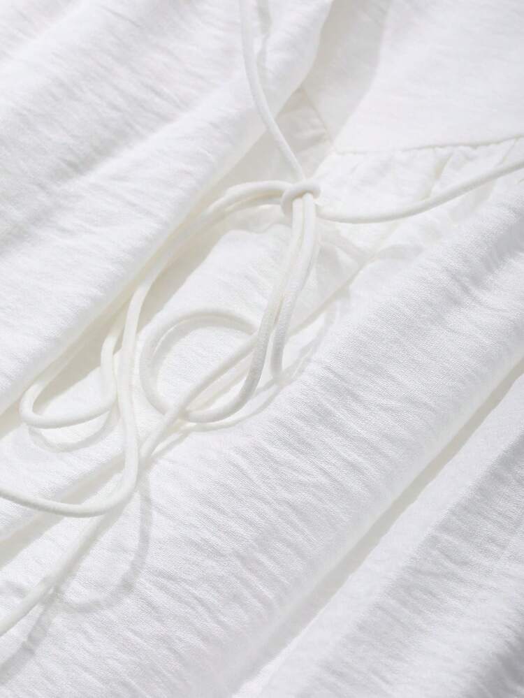 Women Vacation Casual Solid Color Tie-Up Sleeveless Dress