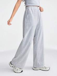 Coolane Kids Teen Solid Color Patch Long Pants, Casual Daily Wear