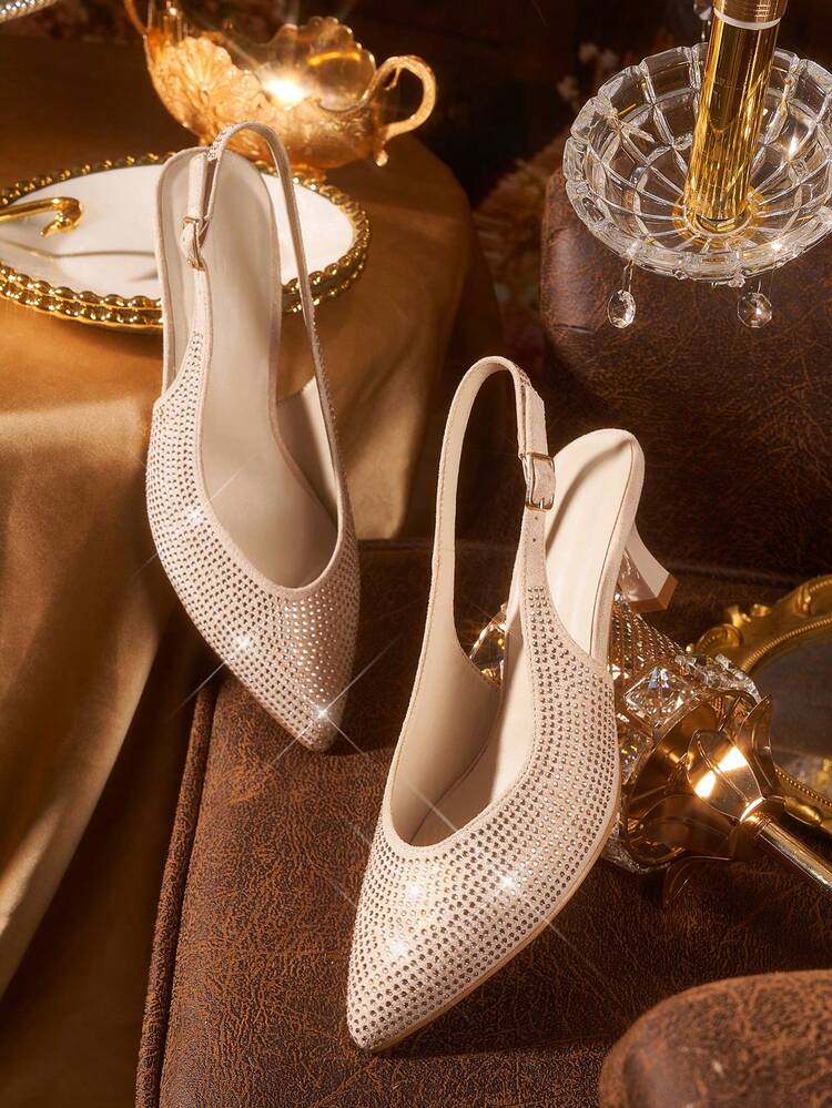 CUCCOO TILAWA Women's Elegant Rhinestone Pointed Toe High Heels For Christmas And New Year Holiday Vibe Fall And Winter Valentines