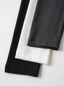 SHEIN BASICS 3 件套休闲纯色针织长袖露肩修身女上衣，舒适别致，日常通勤，修身百搭 - 彩色 - 查看 5