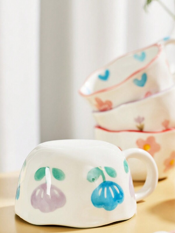Zazumi 1pc Rustic Style Ceramic Mug With Purple And Blue Floral Pattern
Perfect For Coffee, Tea, And Home Use | Ideal Gift For Mother's Day, Graduation Season, Father's Day | Minimalist Rustic Table Decor | High-End Cafe And Bar Counter Supplies | Party Use Essential | Summer Home Refresh