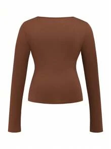 SHEIN LUNE Set de 4 camisetas de manga larga con cuello redondo, uso casual y de moda para el día a día - Multicolor - Ver 4