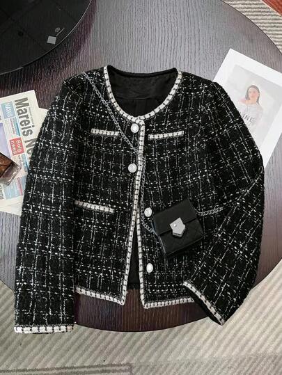 Franclia 女士优雅法式粗花呢夹克