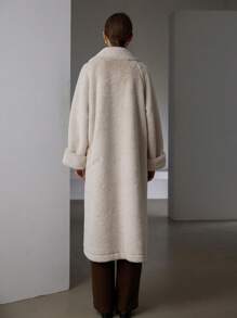 Aveloria Modichic Áo khoác cardigan dài tay chống nước, cổ lông chồn giả dày dặn, sang trọng tối giản, đa năng, ấm áp và chống gió, quần áo dự tiệc mùa thu/đông - Màu be - Xem 7