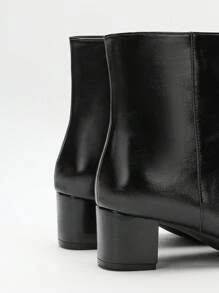 CUCCOO CURVES Women Wide Fit New Arrivals Autumn/Winter Fashion Versatile Round Toe Short Chunky Heel Mid-Calf Boots New Year Holiday - Black - View 5