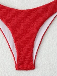 Swim Basics 2-Piece Simple Solid Swimwear For Vacation & Beach Summer - Red - View 7