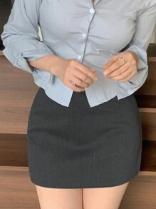 DAZY Effen bodycon minirok voor dames, grijs, alle seizoenen, kokerrok