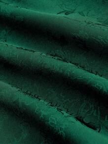 Flirla Plus Size Women's Elegant Floral Jacquard Puff Sleeve Double Hem Midi Dress