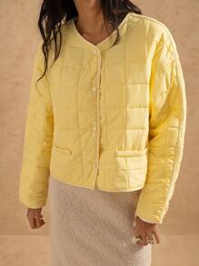 Forever 21 Women's Winter Casual Solid Color Padded Coat - Yellow - View 6