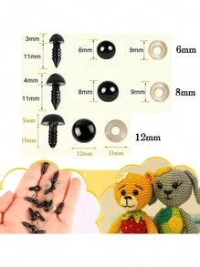 100 piezas de ojos de plástico negro con arandelas para muñecos amigurumi de ganchillo, animales de peluche de juguete, oso de peluche, muñeca de peluche, manualidades DIY, costura, duraderos, seguros y fáciles de usar en varios tamaños