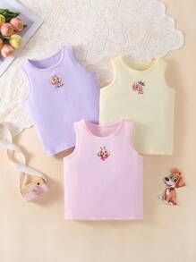 SHEIN 3pcs/Set Little Girls Cute Dog Print Graphic Camisole Underwear Sets - Multicolor - View 1