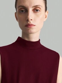 Ontre Vestido nuevo de primavera 2025 para mujer, vestido largo y holgado, vestido de cuello alto sin mangas de bloque de color, en colores vino tinto y blanco, vestido elegante para fiesta y cóctel - Burdeos - Ver 5