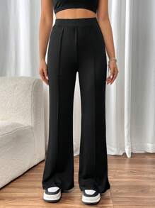 Chiquease 女士高腰超長街頭風萬搭長褲 - 黑色 - 查看 3