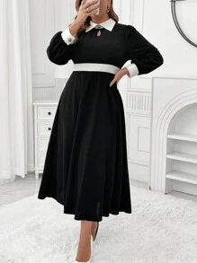 Celure Vestido largo de talla grande de estilo casual y sencillo para uso diario para mujeres