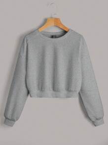 Muchica Set de 2 sudaderas básicas de punto con cuello redondo para mujer - Azul Marino - Ver 8