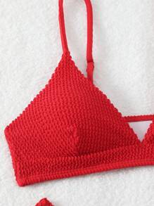 Swim Basics 2-Piece Simple Solid Swimwear For Vacation & Beach Summer - Red - View 5