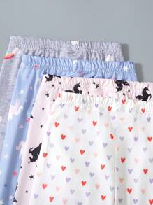 SHEIN 4 pièces/Paquet Leggings imprimés mignons avec licorne et cœur arc-en-ciel pour filles, Bas polyvalents pour le printemps, l'automne et l'hiver - Multicolore - Voir 6