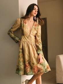 Anewsta New Arrival 3D Cut-Out Design Lace-Up Printed Mini Dress For Women - Multicolor - View 2