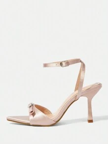 CUCCOO HITCHD 女士纯色尖头优雅甜美高跟凉鞋，夏季 - 粉色 - 查看 2