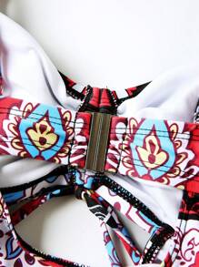 Swim Oasis Plus Size Printed Swimsuit + Matching Skirt 2pcs Set Summer - Multicolor - View 6