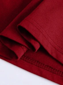 Manfinity EMRG 男士休闲肖像印花撞色运动衫，秋季，红色图案 T 恤，图案 T 恤 - 紅色 - 查看 3