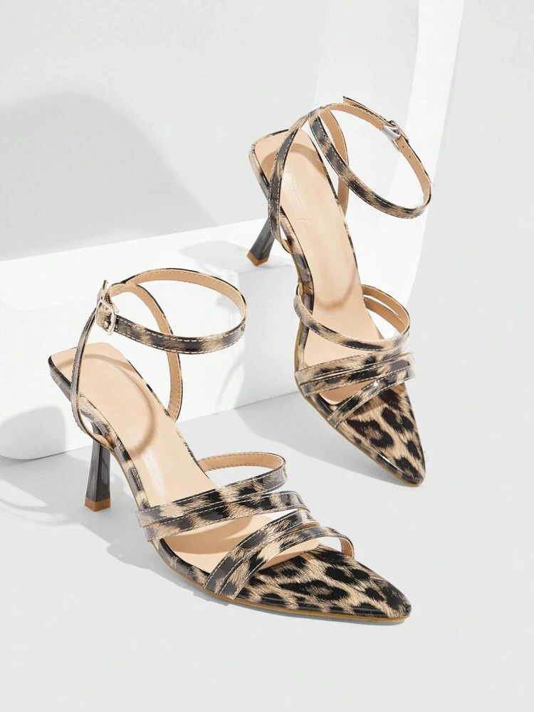CUCCOO SZL Women Leopard Print Pointed Toe Fashionable & Elegant High Heel Sandals For Christmas And New Year Holiday Vibe Fall And Winter