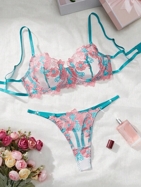 2pcs Women Multicolor Sexy Lingerie Set