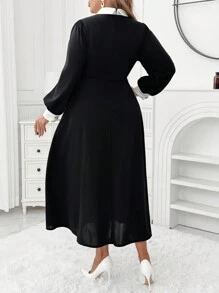 Celure Vestido largo de talla grande de estilo casual y sencillo para uso diario para mujeres