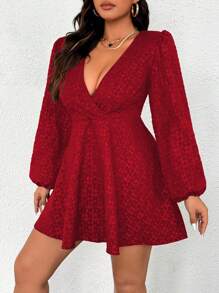 Celure Vestido largo elegante de manga larga con cuello en V profundo y cruce envolvente en talla grande para ropa de Año Nuevo