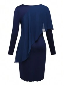 SHEIN Clasi Damen Große Größen elegantes einfarbiges Patchwork Party Kleid