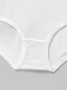 SHEIN Tween Girls 6 件套简约舒适吊带背心文胸和字母装饰透气三角内裤套装 - 黑與白 - 查看 3