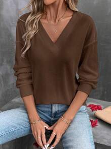 SHEIN LUNE 女式休闲纯色长袖 T 恤，秋季