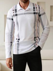 Manfinity Homme Men Casual Colorblock Striped Polo Shirt For Autumn