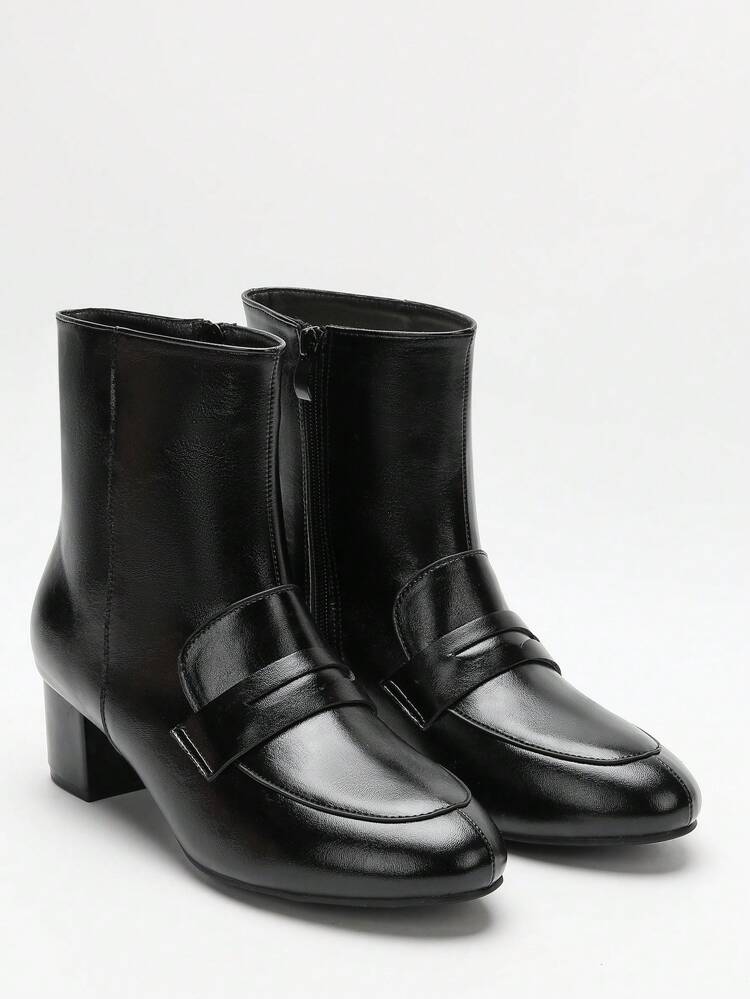 CUCCOO CURVES Botas medianas hasta el tobillo con puntera redonda, tacón ancho y corto, de ajuste amplio, versátiles, nuevos modelos de moda de otoño/invierno para el Año Nuevo y días festivos