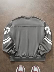 Manfinity VCAY Men's Digital Print Knitted Long Sleeve Pullover Graphic Sweatshirt, For Friends, Husband, Boyfriend Gifts, For Fall Winter