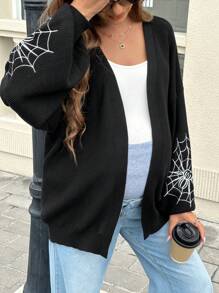 SHEIN 孕妇毛衣，纯色，简约，时尚，休闲，日常穿着 - 黑色 - 查看 4