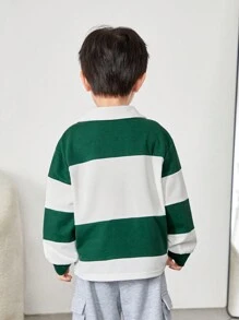 SHEIN 男童宽松休闲撞色衬衫领字母印花 Polo 衫，适合返校、校服穿着，保暖舒适，适合返校、日常穿着、圣诞节、生日派对等场合，基础百搭。 - 彩色 - 查看 2