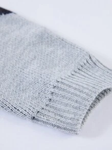 Manfinity Homme Men's V-Neck Long Sleeve Casual Graphic Knitted Sweater, Autumn/Winter - Grey - View 3