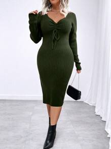 SHEIN Clasi Plus Size Sweater Dress, Casual & Fashion For Everyday Wear, Winter