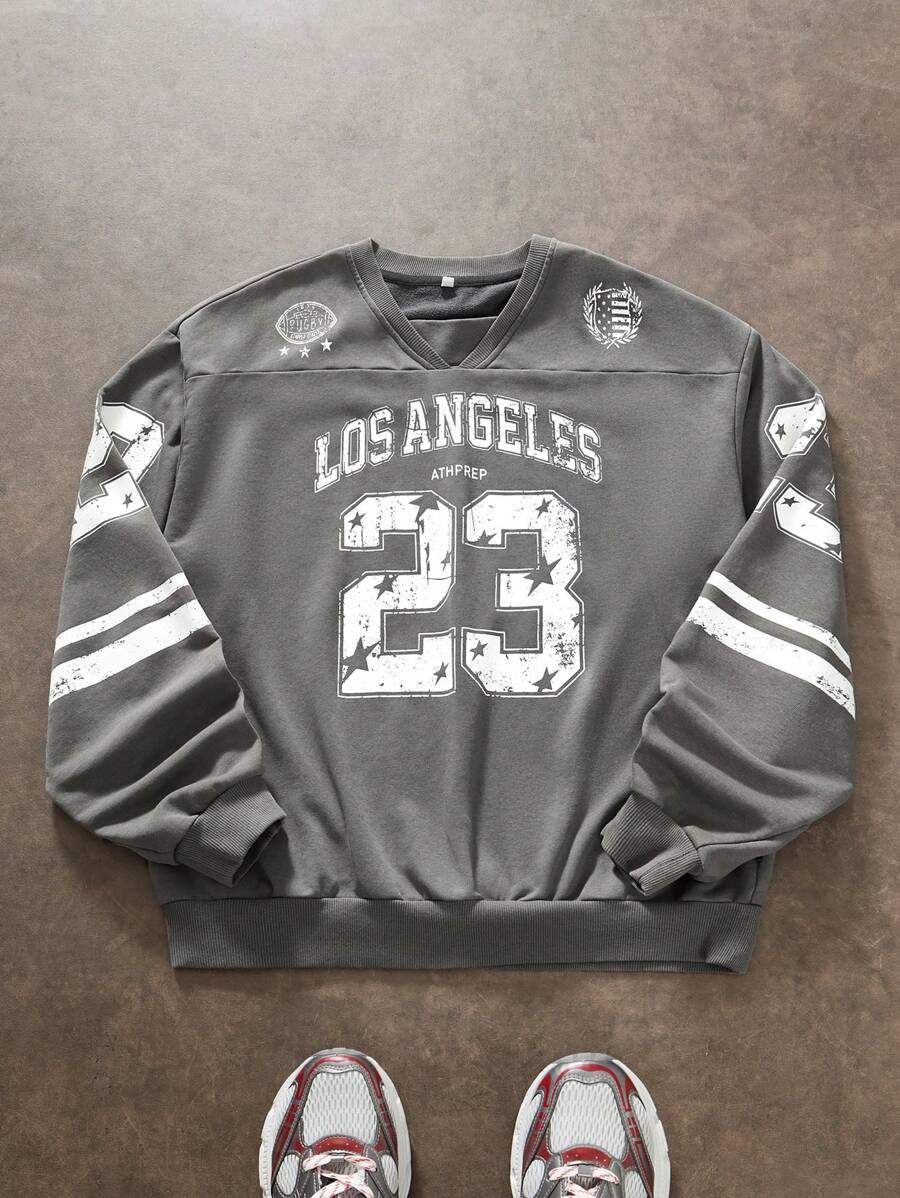 Manfinity VCAY Men's Digital Print Knitted Long Sleeve Pullover Graphic Sweatshirt, For Friends, Husband, Boyfriend Gifts, For Fall Winter