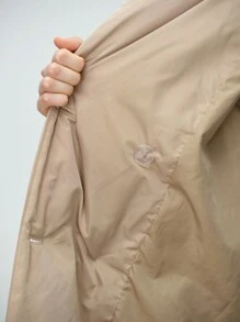 SHEIN Clasi Abrigo acolchado con cierre doble botonadura de unicolor informal de invierno - Caqui - Ver 5