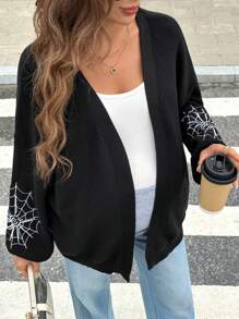 SHEIN 孕妇毛衣，纯色，简约，时尚，休闲，日常穿着 - 黑色 - 查看 2