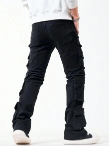 Chillumni Men's Utility Pocket Skinny Fit Denim Jeggings - Black - View 2